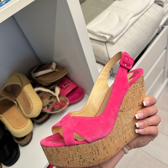 Christian Louboutin Fuchsia Wedge Heels - Picture 7 of 9